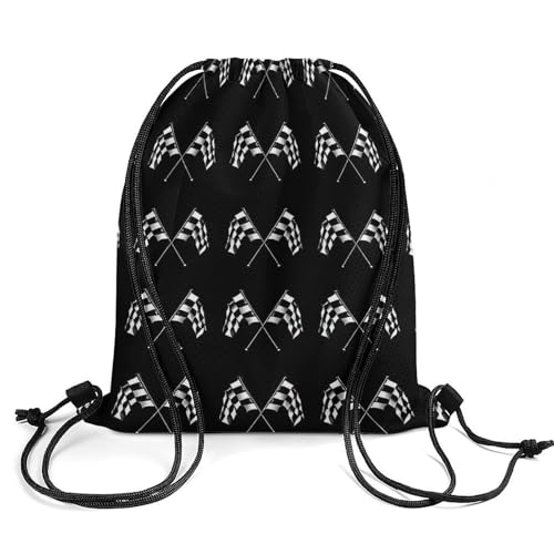 Theft Proof Cinch Sack Drawstring Backpack Water Resistant for Camping Travel Sports Gear Men Women, Checkered Racing Flag Bags - color: Picture (23)