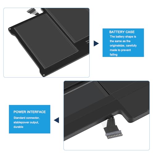 A1405 A1466 Laptop Battery for MacBook Air 13 inch A1466 (Mid 2012,Mid 2013,Early 2014, Early 2015,2017) A1369(Late 2010,Mid 2011 Version) fits A1496 A1377 (EMC :2925, 2469, 2559, 2392) [Upgraded 3.0] - size: 11.5*5.39*0.2inch