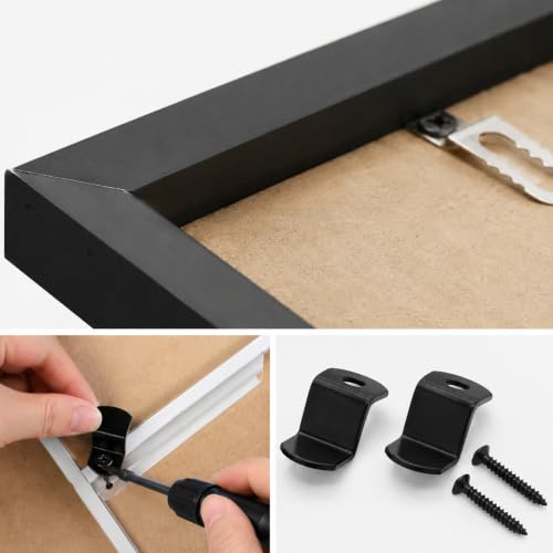 1/8" Depth Flat Offset Canvas Clips, Black Z Shaped Heavy Duty Double Hole Picture Frame Clips for Canvas Framing Hardware with Screws, 20Pcs - size: 1/8 Inch