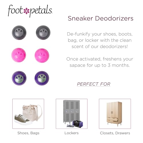 Foot Petals Sneaker Deodorizers - Freshener Balls For Shoes, Gym Bags, Lockers, or Drawers, 3-Pack, Girly - color: Girly Girl