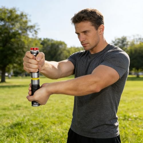 Portable Wrist Roller and Forearm Builder Built From Aluminum Alloy and Stainless Steel ° Rotating Hand Exerciser - color: Black