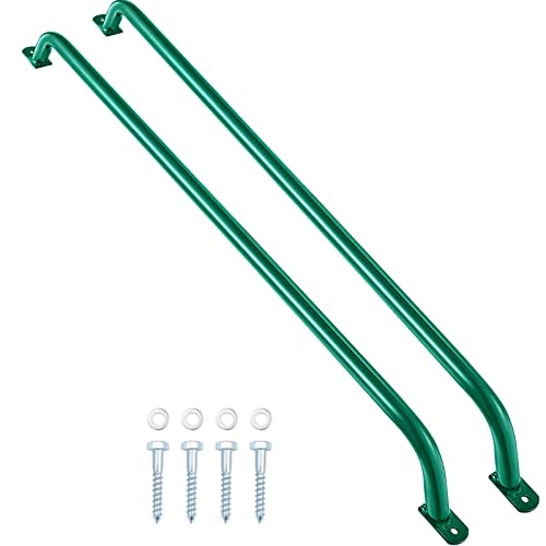 Lounsweer 2 Pcs,37 Inch Playground Safety Handles, Long Grab Bars,Green | Playhouse Ladder Handles, Treehouse Accessories, Rock Climbing Wall, Metal Grab Bars, Safety Handrails, Playground Equipment - color: Green, size: 37 Inch