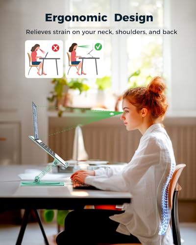 Aoviho 360° Rotating Laptop Stand for Desk | Adjustable, Foldable, Portable Aluminum Ergonomic Riser | Compatible with MacBook, Dell, HP & All Laptops 10-16 inch | Mint Green - color: Mint Green