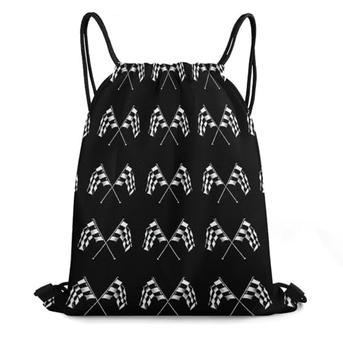 Theft Proof Cinch Sack Drawstring Backpack Water Resistant for Camping Travel Sports Gear Men Women, Checkered Racing Flag Bags - color: Picture (23)