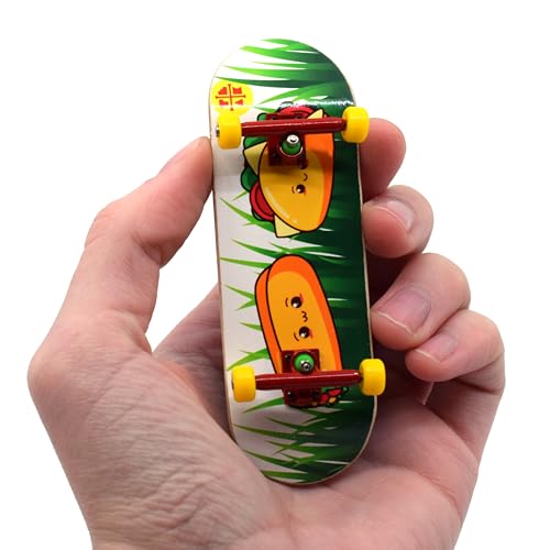 Teak Tuning 32mm Pro Fingerboard Heat Transfer Graphic Complete - Fully Assembled with Pro Level Parts - Pro Shaped Wood Deck (34x97mm), UltraSpin Wheels, Prodigy Trucks - Happy Tacos - color: Happy Tacos