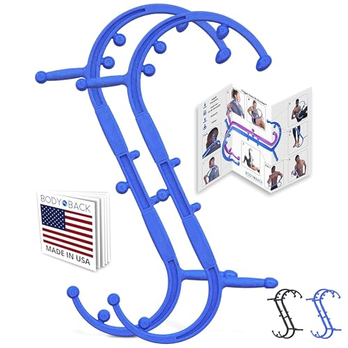 Body Back Buddy Elite FSA Eligible Trigger Point Massage Tool, Neck and Back Massager Handheld, Manual Self Massager, Massage Cane, Muscle Knot Remover with Instructions, 2-Pack Bundle (Blue) - color: Blue, size: Elite Bundle