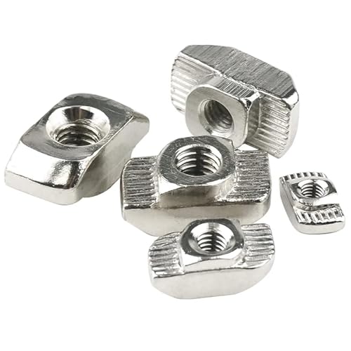 100 Pcs 2020 Series M3 T Nuts, T Slot Nut Hammer Head Fastener Nut, Nickel Plated Carbon Steel Nut for European Aluminum Profile,Drop in T Slot Nuts Assortment Kit(20-M3) - size: 20-M3（100 Pcs）
