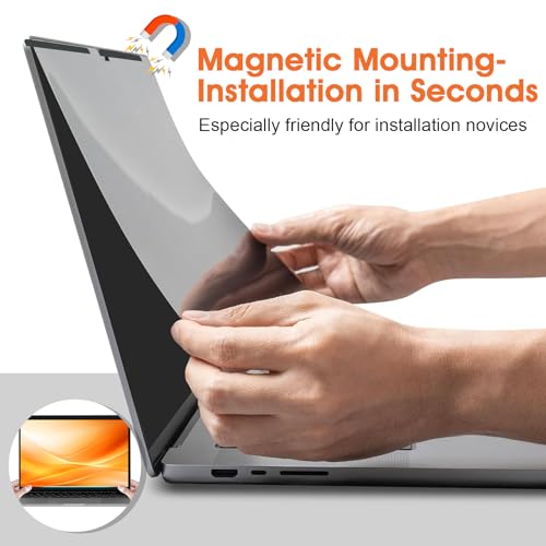 Magnetic Laptop Privacy Screen 14 Inch (Diagonal) 16:9 Display- Removable Anti-Glare Blue Light Filter, Computer Privacy Screen Shield Compatible with 14'' Hp Acer Asus Lenovo Dell Monitor