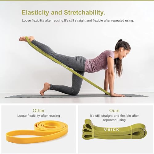 VEICK Pull Up Assist Resistance Bands for Home Gym | 100% Natural Latex, Non Slip Leather Texture, Space Saving, Versatile for Full Body Training, Home Gym - color: Green Set of 4 (0.3-1.1in)