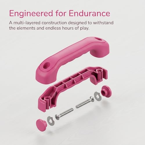 Qianly 2 Pieces Climbing Frame Handles Sturdy Construction Kids Climbing Handle Heavy Duty Playset Grips for Young Children, Pink - color: Pink