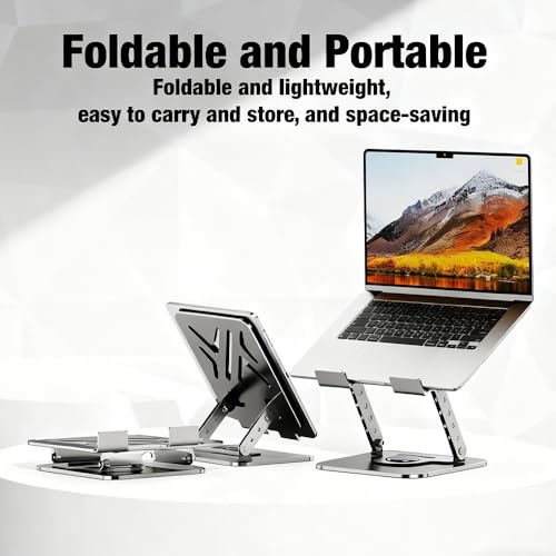 Laptop Stand, Laptop Stand for Desk with 360° Rotating Base - color: Silver