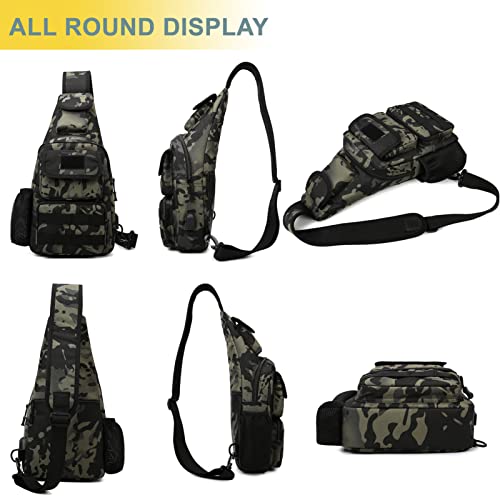 Tactical Shoulder Bag - 1000D Molle Military Backpack Outdoor Daypack Chest Pack (Darkgray) - color: Darkgray