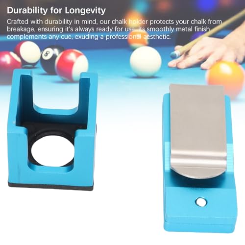 flexman Billiard Chalk Holder, Aluminum Universal Dry Oil Pool Cue Chalk Holder with Magnetic Belt Clip, Professional Snooker Billiard Accessories - color: Blue