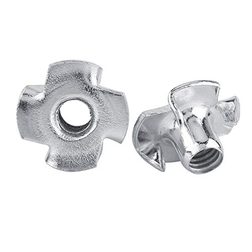 50pcs T Nuts,Zinc Plated Carbon Steel 4-Pronged Tee Nut for Wood, Rock Climbing Holds, Furniture (M4 (50 Pieces/Package)) - size: M4 (50 pieces/package)