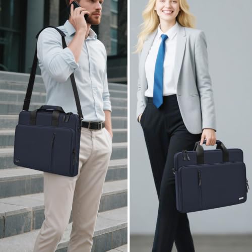TECOOL 14 Inch Laptop Bag, 360 Protective Case Sleeve Messenger Bag | Waterproof Computer Briefcase with Shoulder Strap for 14 Inch Acer ASUS Lenovo HP Dell Laptop, MacBook Air 15, Dark Blue - color: Dark Blue, size: 14-15 Inch