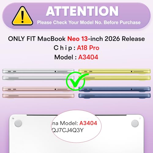 May Chen Compatible with MacBook Neo 13 inch Case 2026 Model A3404, Plastic Hard Shell,Keyboard Cover,Screen Protector,Dust Plug, for MacBook Neo 13" with A18 Pro Chip, Glitter Purple - color: Glitter Purple