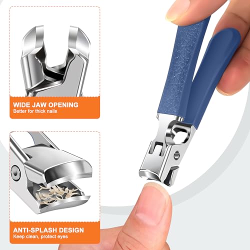 Toenail Clippers for Thick Toenails, DRMODE Heavy Duty Toe Nail Clippers for Thick Ingrown Nails for Seniors with Wide Opening, Professional Fingernail Clipper Nail Cutter Trimmer for Men with Catcher - style: 2PCS Toenail Clippers