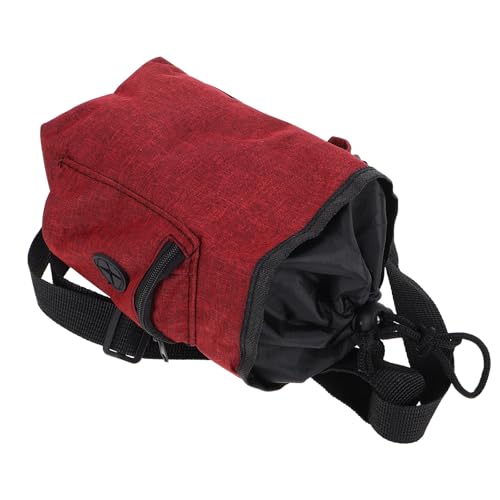 SUPVOX Rock Climbing Chalk Bag with Zipper Pocket and Waist Strap, Burgundy Lightweight Chalk Pouch for Bouldering, Gymnastics, and Weightlifting Grip Enhancement