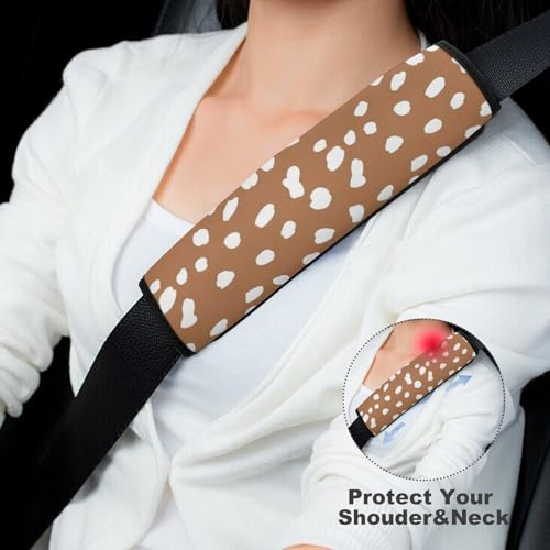 2 Pack White Brown Dots Skin Christmas Deer Print Seat Belt Cover Universal Fit Shoulder Protector for Adults and Children, Most Cars, Comfortable Driving - color: Pattern 177