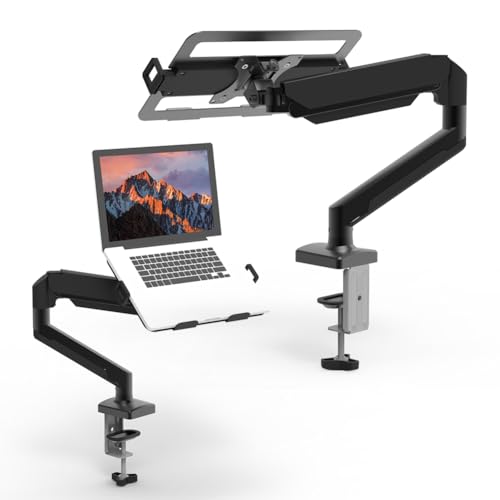 Laptop Arm Mount Adjustable Laptop Desk Mount 2-9kg Gas Spring Arm Up to 17.3 Inch Laptop Holder Tray Desktop Stand Clamp-on(Silvery) - color: Silvery