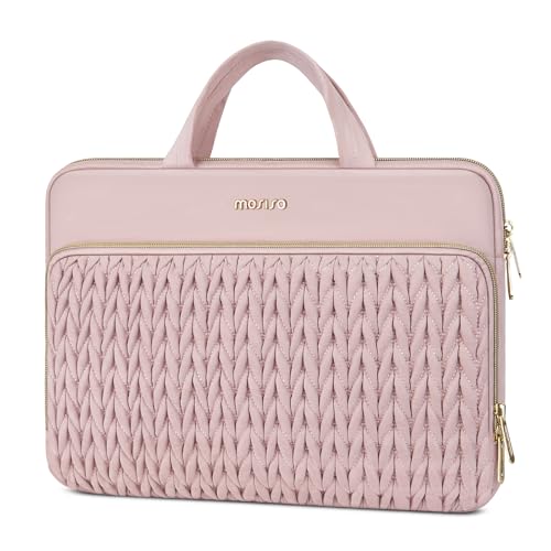 MOSISO Laptop Case 14 inch, 14 inch Laptop Sleeve, Pink | Compatible with HP Lenovo Dell ASUS Acer, HP Stream, Dell Latitude, Lenovo IdeaPad, Wheat Ear Quilted Bag with Handle&Pocket - color: Pink, size: 14 inch