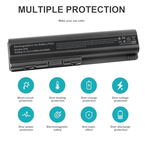 Laptop Battery for HP Pavilion G50 G60 G61G70 G71 Series DV4-2040US DV5-1010 CQ40 CQ45 CQ50 CQ60 EV06 KS524AA 462889-141 462890-542 484171-001 485041-001 HSTNN-DB72 HSTNN-CB72 HSTNN-IB72 HSTNN-UB72 - size: G50 8.94 × 4.96 × 0.71 in