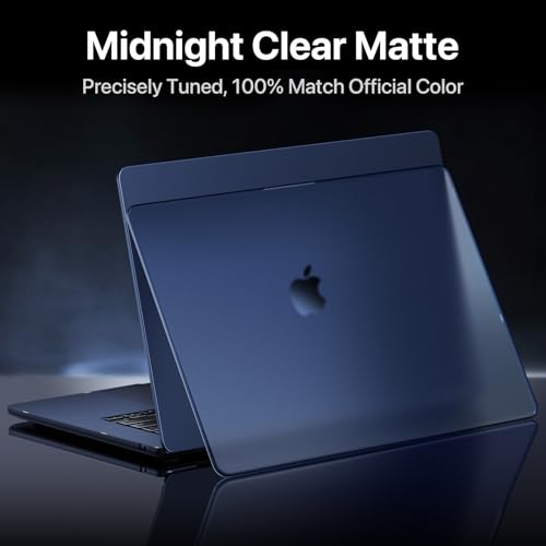 Soonjet for MacBook Air 15 inch Case, M5 M4 M3 M2 2026-2023 Keyboard Cover | 100% Color Match, Midnight Blue, Clear Matte, Anti Fingerprint & Scratch, Protective Laptop Hard Shell, Ultra Thin, Snug Fit - color: Frost Midnight