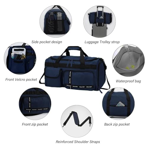 MAXTOP Gym Bag for Women Men Travel Duffle Bag Large Capacity Carry On Weekender Overnight Bag With Shoe Compartment Gym Tote Dry Wet Separation Duffel Bag for Travel - color: Dark Blue, style: Gym Bag