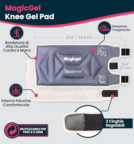 Magic Gel Ice Pack for Knee - Reusable Cold Wrap for Injuries - Soft Flexible Cooling for Icing Knees, Elbow, Calf, Wrist - Adjustable Wraparound Straps - style: Knee Ice Pack