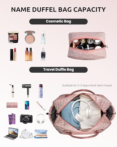 Teen Girl Gifts-Initial Duffle Bag, Personalized Weekender Bag | Monogram Overnight Bags with Shoe Compartment, Letter Travel Bags with Makeup bag，Daughter Friend Gifts Kids Gift (Letter P) - color: Pink, style: P