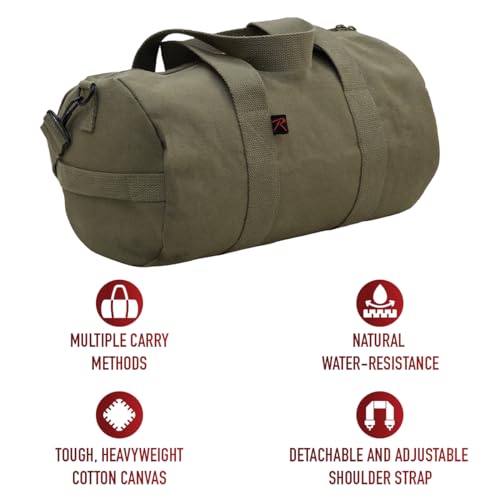 Rothco Heavy-Duty Canvas Shoulder Duffle Bag - Rugged Travel Gym Gear Equipment Bag - color: Olive Drab, size: 19 Inches