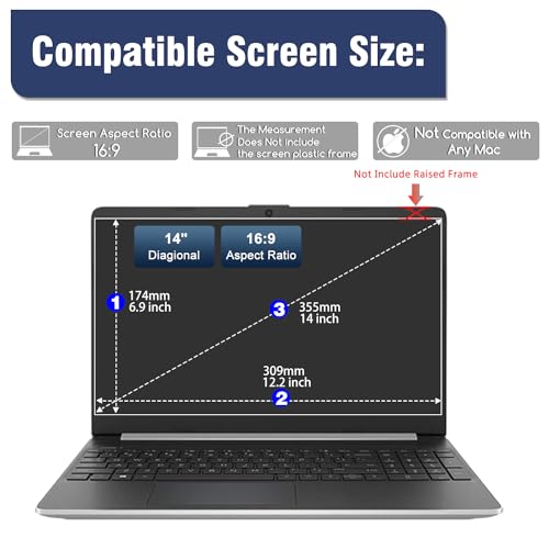 KEANBOLL 14 inch Laptop Screen Protector Tempered Glass Compatible with Other All 14" Laptops with 16:9 Aspect Ratio,(309x174 / W x H)-Ultra Clear & 9H Hardness,14 Tempered Glass Shield - size: 14-inch-16:9-aspect ratio