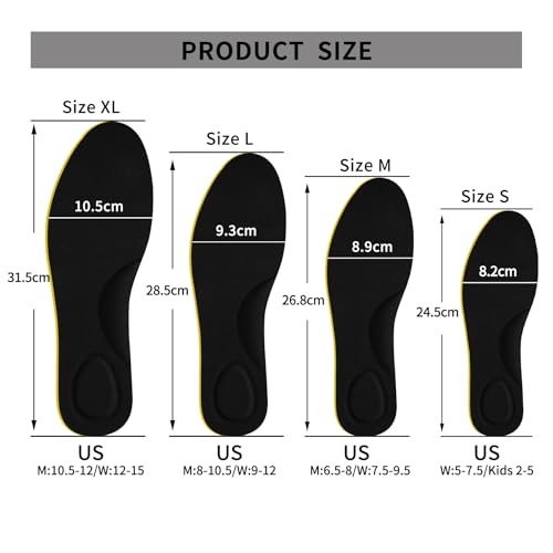5 Pairs Shoes Insoles for Men Women Work,Elastic Shock Absorbing Breathable Shoe Insoles,for Boot Sneakers Hiking Replacement Insoles (XL [US M:10.5-12/W:12-15])