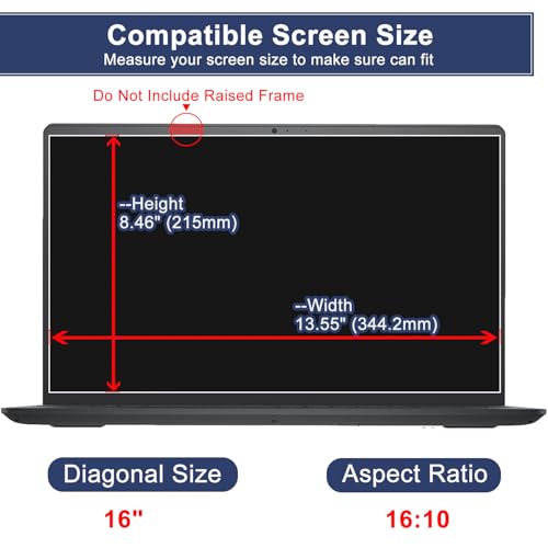 Magnetic Privacy Screen Protector for 16 Inch 16:10 Aspect Ratio Screen Anti-Spy, Anti-Glare, Anti-Blue Light Protection, Enhanced Screen Clarity & Scratch Guard - size: 16 inch