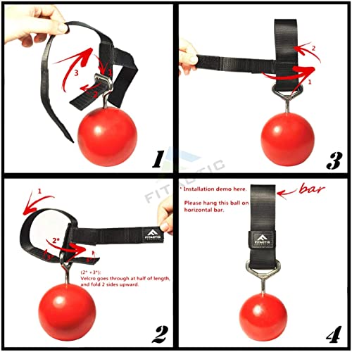 Rock Climbing Solid Training Cannonball Bomb Power Pull Up Ball Hold Grips for Straps for Finger, Forearm, Biceps, Back Muscles - color: Black (4")