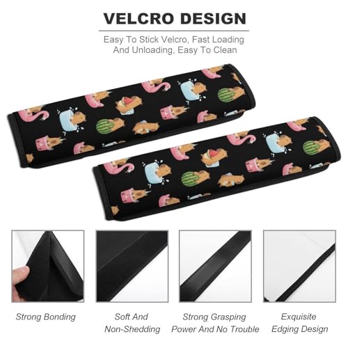 2 Pack Cute Love Funny Capybara Seat Belt Shoulder Pad Universal Fit Harness Pads Strap for Kids, Car Seats Pushchair Strollers High Chair Pushchair, Shock Absorption - color: Pattern 978