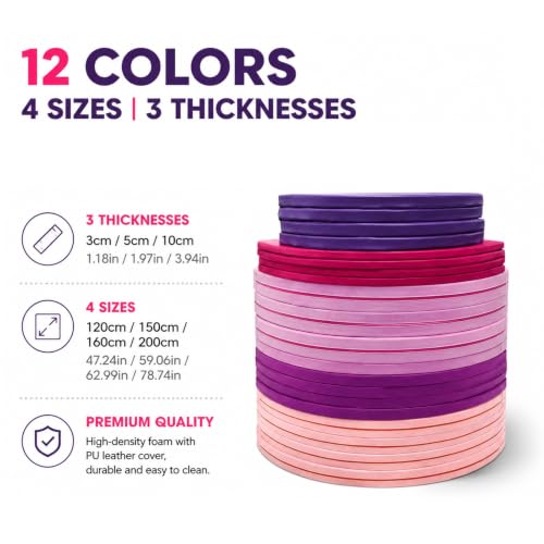 HARELA Foldable Pole Dance Mat, Safety Mat for Home Spinning Round Pole Dance Mat, Anti-Collision Cushioned PU Leather Mat for Yoga, Gymnastics, Pole Dancing - size: 120*3cm/47.2*1.2"