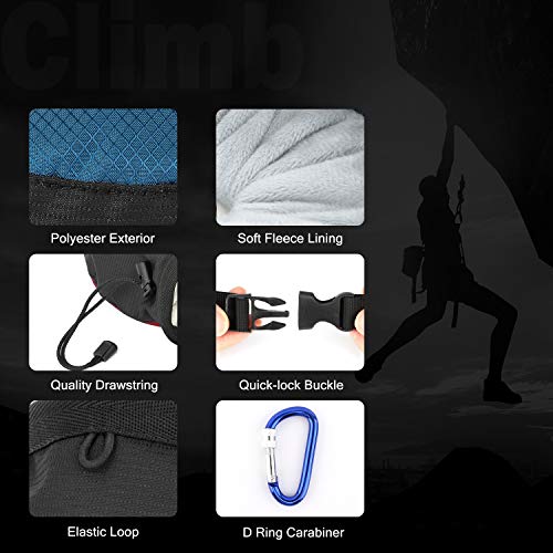 Rhino Valley Climbing Chalk Bag, No Leak Drawstring Chalk Bag with Adjustable Belt, Carabiner Clip and Zippered Pockets Chalk Bag for Rock Climbing, Cross Fit, Weight Lifting & More - color: Black/Royal Blue
