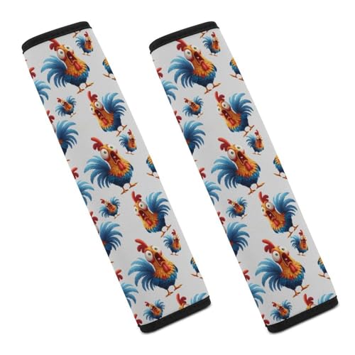 1 Pair Funny Rooster Cool Cartoon Chicken Seat Belt Shoulder Pad Soft Padded Seat Belt Cushion for Adult Use, Stroller Pushchair High Chair, Pressure Relief - color: Pattern 990