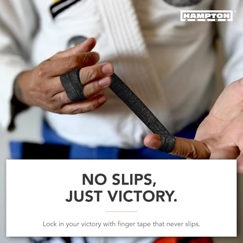 Hampton Adams Pro Finger Tape, Non Slip Grip for BJJ & Climbing | 8 Pack Rolls, No Fray Edges, Super Strong Adhesive, Extended Wear for Bouldering Crossfit Weightlifting & Jiu Jitsu - color: Black