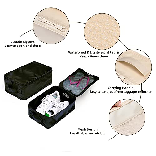 Travel Shoe Bags, Foldable Waterproof Shoe Pouches Organizer-Double Layer (4 Black Shoe Bags) - color: Black, size: 4 Packs