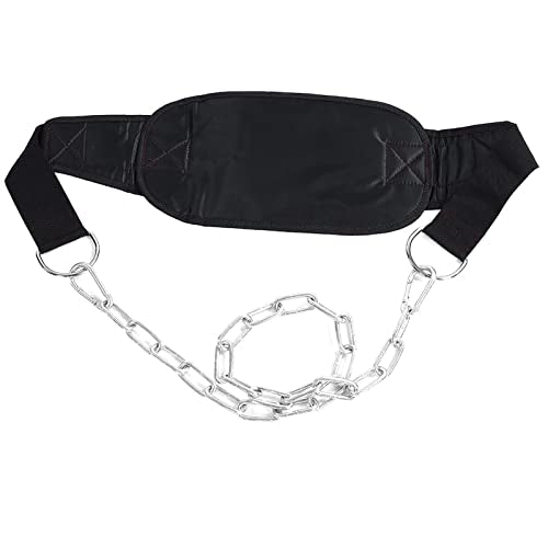 Drop Weight Belt, Gym Dip Belt with Waist Chain, Strength ing Equipment for Pul Up, Ten Gym Pull Up Bar Plate Weight with 2 Iron,