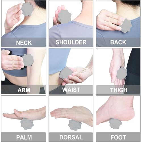 Small Spiky Massage Ball Trigger Point Massage Tool 2.2"×2.1" Gray | Solid Bumpy Massager for Deep Tissue Myofascial Release Hand Foot Plantar Fasciitis Pain Relief Knots Acupoint Yoga Fitness - color: Gray