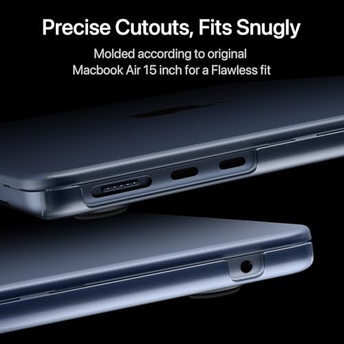 Soonjet for MacBook Air 15 inch Case, M5 M4 M3 M2 2026-2023 Keyboard Cover | 100% Color Match, Midnight Blue, Clear Matte, Anti Fingerprint & Scratch, Protective Laptop Hard Shell, Ultra Thin, Snug Fit - color: Frost Midnight