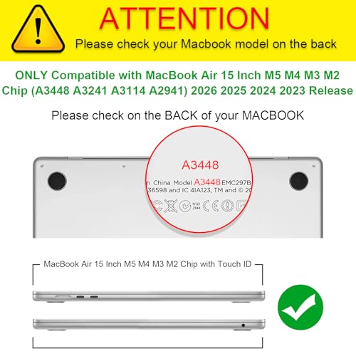 Fintie Case for MacBook Air 15.3 A3448/A3241/A3114/A2941, Composition Book | 2023-2026, M2/M3/M4/M5, Snap-On Shell Cover, Full Port Access, Easy On/Off, Lightweight - color: Composition Book