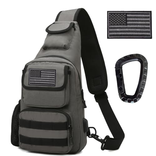 Tactical Shoulder Bag - 1000D Molle Military Backpack Outdoor Daypack Chest Pack (Darkgray) - color: Darkgray