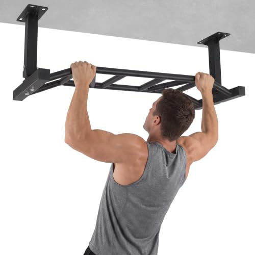 47 Inch Ceiling Mount Pull Up Bar Adjustable Height&Supports To 600 Lbs Upper Body Fitness Workout Bar for Garage/Home Gym and Strength Training