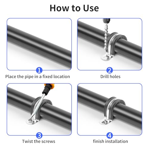 1 Inch Reinforced Rigid Pipe Strap, 2 Holes U Bracket Cable Clamp Hanger, Rubber Cushioned Insulated Clamp, Conduits Strap Clamps for Pipe Fixing on Various Surfaces, 10 PCS(25mm) - size: 1 inch (10 pcs)