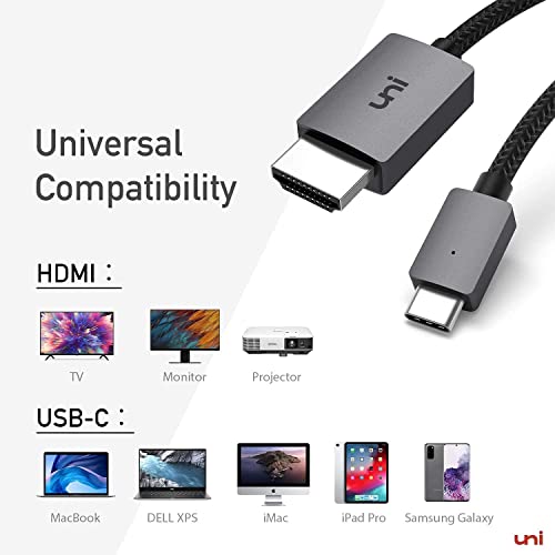 uni USB C to HDMI Cable 15FT 4K@30Hz, ONE-Way Type C Input to HDMI Output | [Thunderbolt 3/4 Compatible] with MacBook Pro/Air, iPhone 15/16/17 Series, Galaxy S8-S24, XPS, Chromebook - size: 15FT