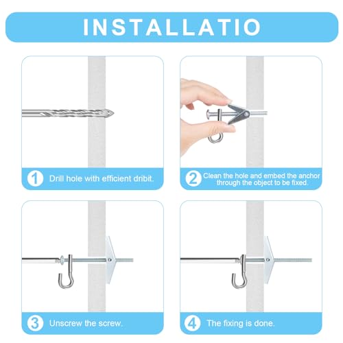 56pcs 1/4 Inch Heavy Duty Drywall Anchors, 14 Sets | Toggle Bolts and Wing Nuts Set for Hanging Lamps Heavy Items, Butterfly Anchors for Ceiling, Sheetrock, Hollow Wall - size: 1/4"-56pcs(14sets)